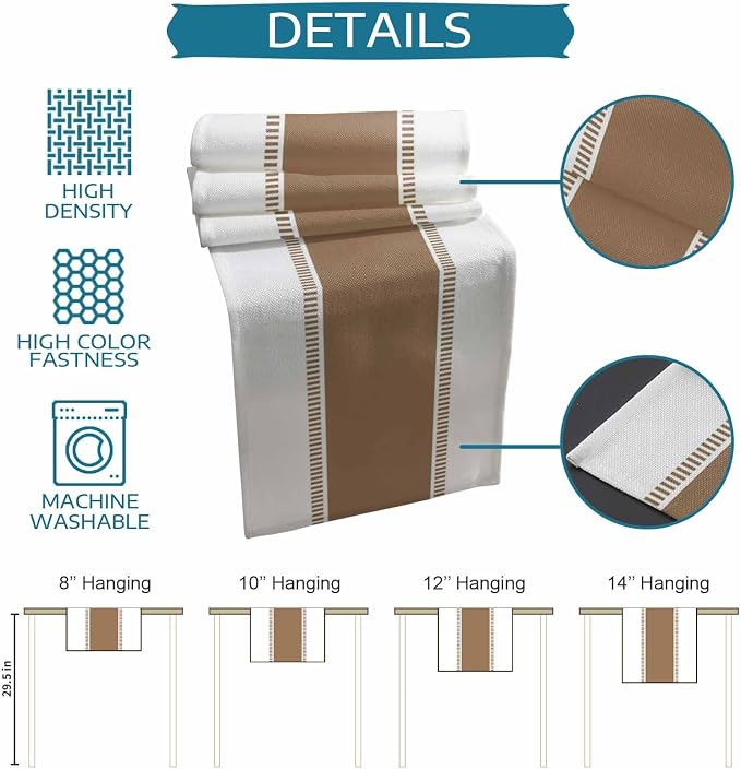 Brown Stripes Table Runners 36 inches Long, Cotton Linen Table Runner Dresser - Image 7
