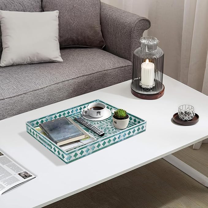 Green Serving Trays, Plastic Rectangular Serving Tray - Image 6