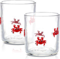 SiliFine 2 Pcs Crab Icon Juice Glasses - 14oz Red Crab Stemless Wine Drinking by SiliFine