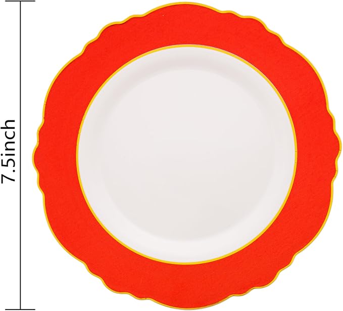 60pcs Red Plastic Plates Disposable - Image 3