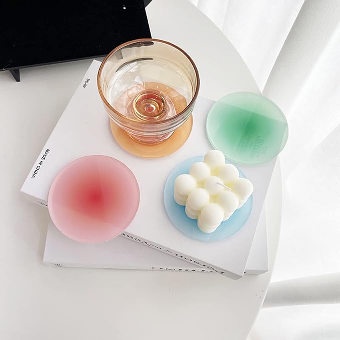 4 Pack Colorful Acrylic Round Coasters, 3.8 Inch | Waterproof & Heat Resistant - Image 2