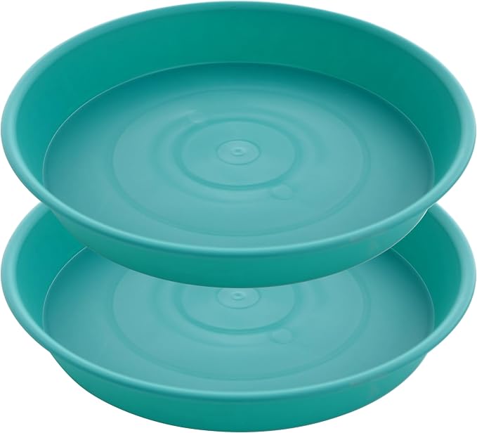 2 Pack of 18 19 inch Plant Saucer Drip Tray, Heavy Duty Deep Plant Saucers by Bleuhome