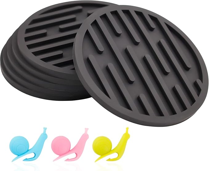 Coasters for Drinks, Silicone Coasters for Coffee Table 6 Set, Heat Resistant by BuyItNow