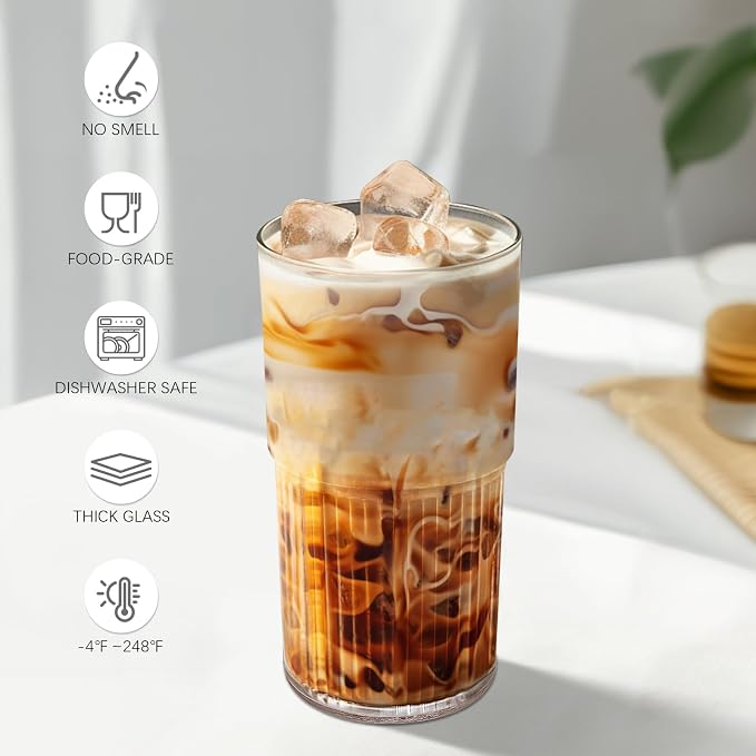 Luiaiog 18.5oz Glass Cups with Lids and Straws - Image 3