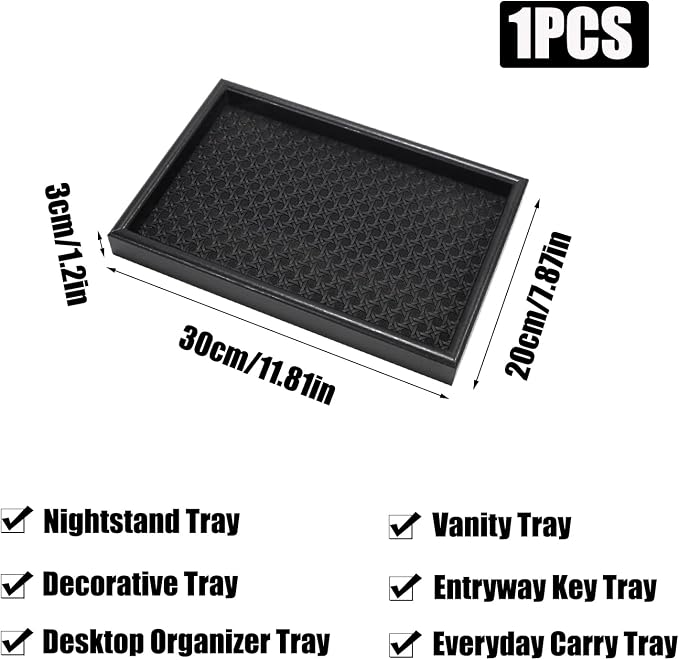 Valet Tray Leather Base Wooden Catchall Tray, EDC Organizer - Image 2