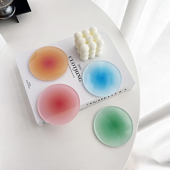 4 Pack Colorful Acrylic Round Coasters, 3.8 Inch | Waterproof & Heat Resistant - Image 3