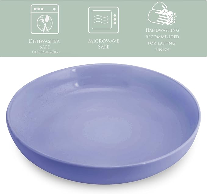 Elanze Designs Bistro Glossy Ceramic 8.5 inch Shallow Pasta Dinner Bowls Set of - Image 2