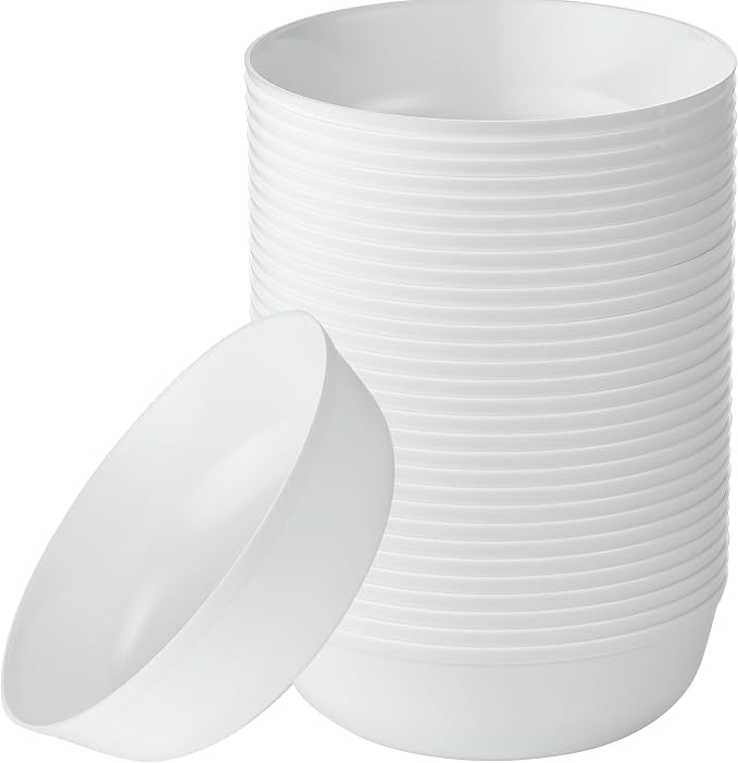Edge Collection White Plastic Party Bowls Premium heavyweight Elegant by PLASTICPRO