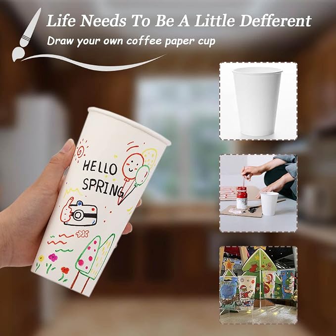 Lamosi 180 Pack16 oz Disposable Coffee Cups, 16oz White Paper Cups | Hot/Cold - Image 5