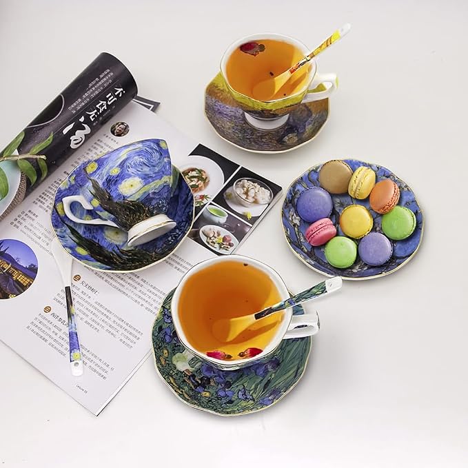 Bone China Cup &Saucer Set, 7oz- Van Gogh's Paintings - Image 6