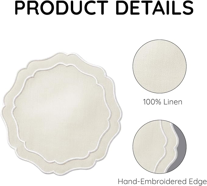 Linen Coasters for Drinks, 4.5 inch, Oyster | Absorbent Linen Drink Mats - Image 4