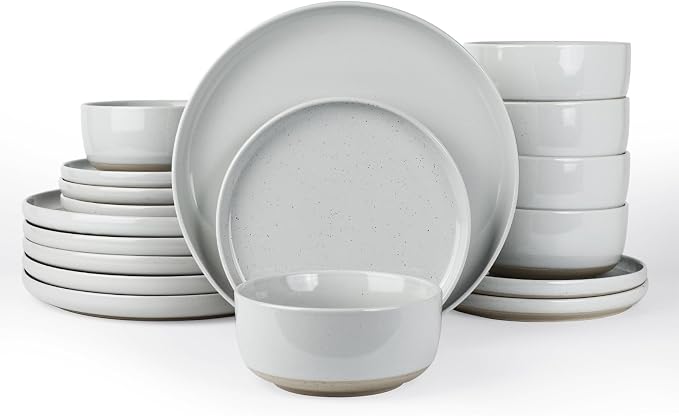Famiware Milkyway 18-Piece Stoneware Dinnerware Set, Light Gray | Plates and by Famiware