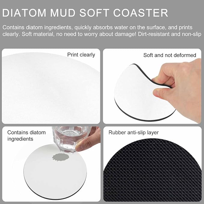 White Coasters Set of 4, Modern Minimalist Pure Soild Color Soft Absorbent - Image 9