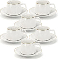 3oz Coffee Cup Set of 6 with Saucers, Porcelain Coffee Cups with Handles by Unknown