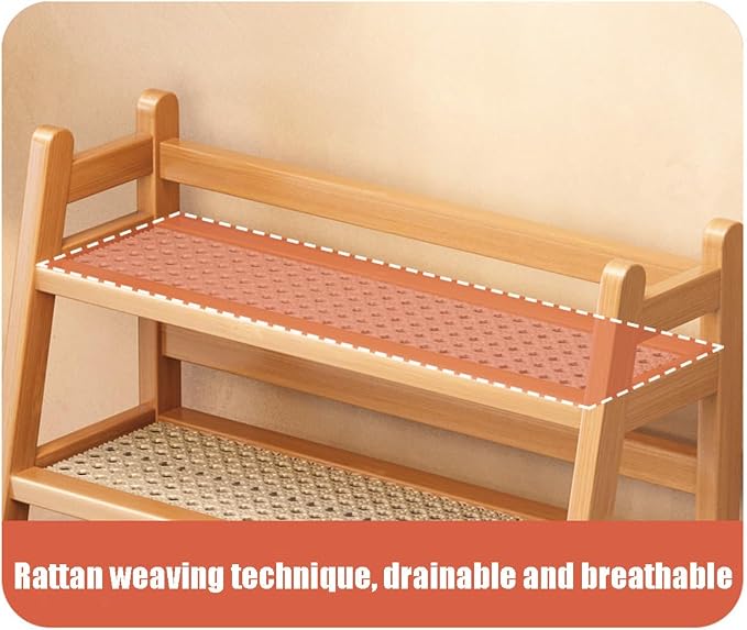 Three Tier Wooden Storage Shelf, Bamboo Ladder Shelf, Desk Tabletop Rack - Image 5