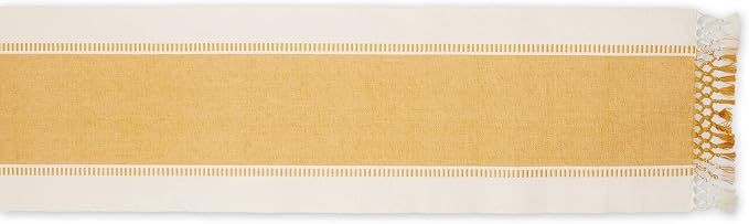 DII Dobby Stripe Table Runner, Honey Gold & Cream Background - Image 2