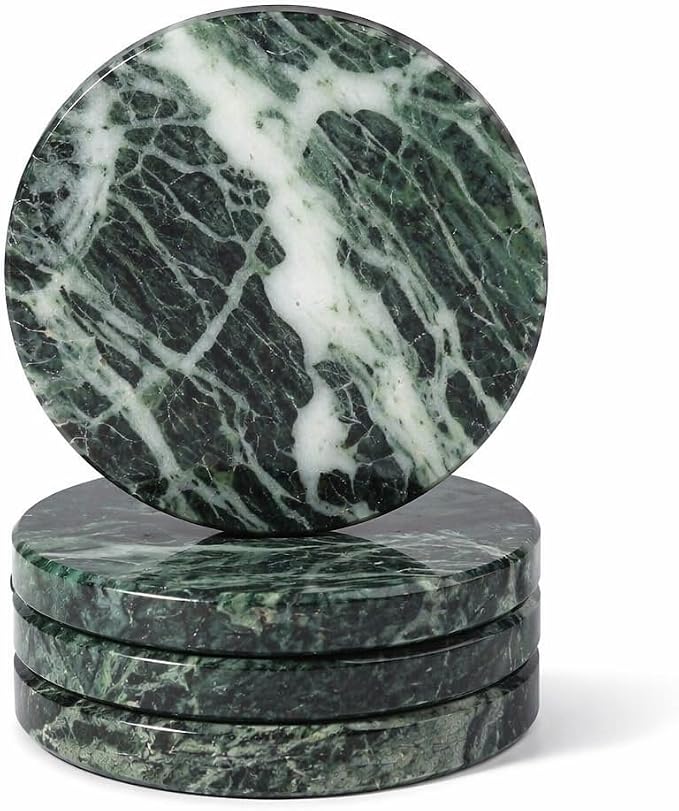 Marble Coasters, Round Modern Coaster Set of 4 by Koville