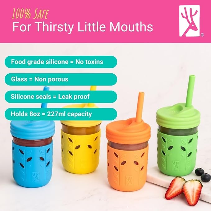 Elk and Friends Kids + Toddler Glass Cups | The Original 8oz Glass Mason Jar - Image 6