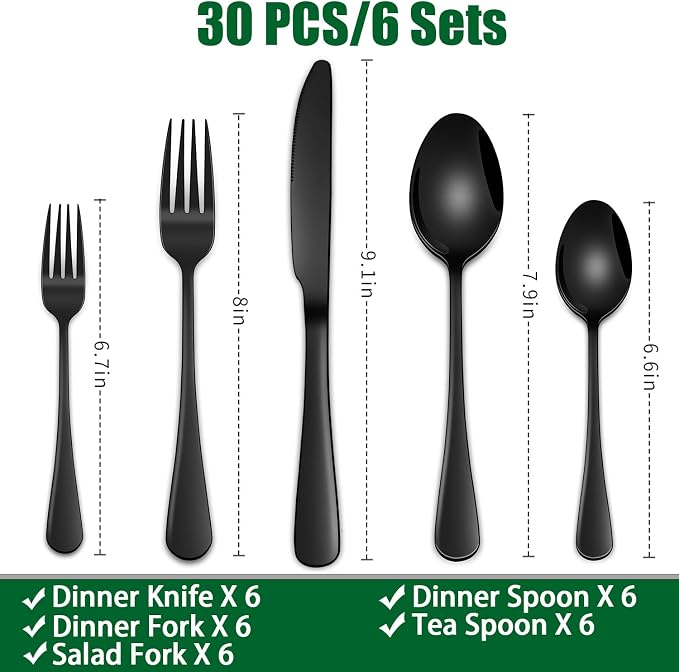 DEHOV 30 PCs Flatware Sets, Durable Cutlery Sets - Image 2