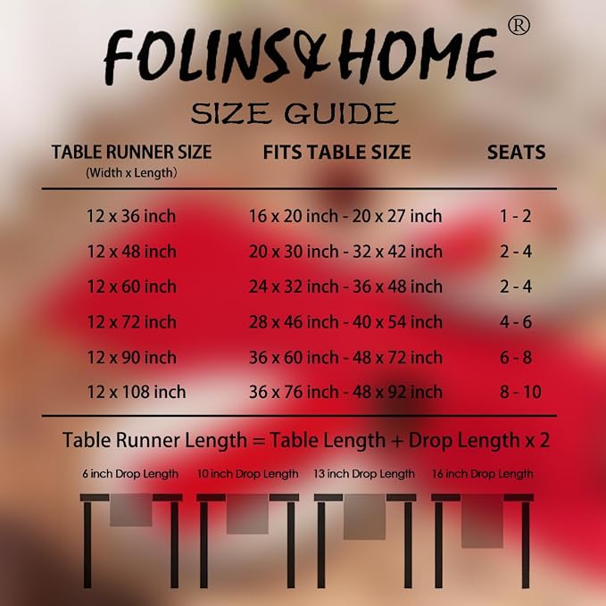 FOLINS&HOME Red Waterproof Decorative Table Runner 90 Inches Long | 210GSM - Image 6