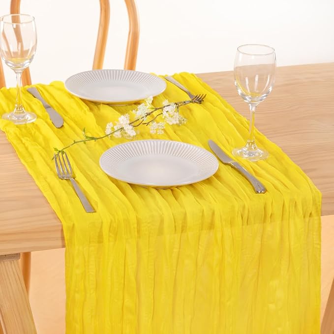 3 Pack Yellow Cheesecloth Table Runner 10ft Rustic Gauze Centerpiece | - Image 7