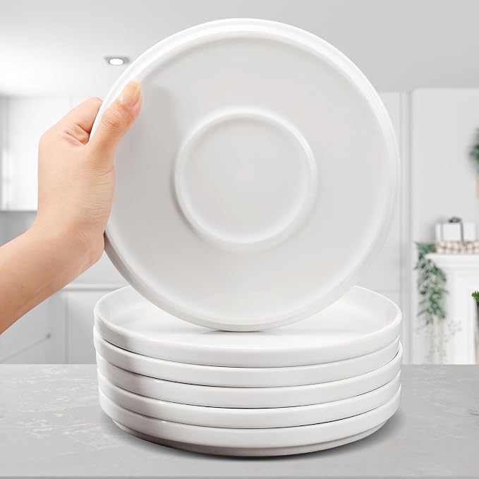 Set of 6 Porcelain Dinner Plates 10 Inch Round White | Ceramic Dinner Plate - Image 6