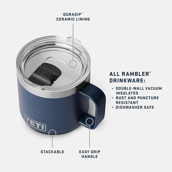 YETI Rambler 14 oz Ceramic Lined Stackable Mug, Vacuum Insulated, Stainless - Image 4
