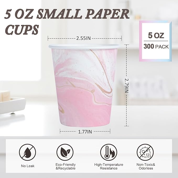 5oz Bathroom Paper Cups, 300 Pack Disposable Mouthwash Cups | Leak-Proof - Image 2