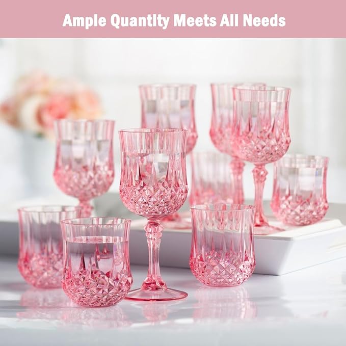 12Pack Plastic Wine Glasses, 7oz Vintage Goblets - Image 3