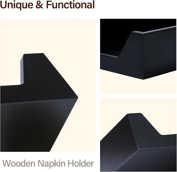 Napkin Holder for Table, 7.36" x 7.36" x 2.16" Wooden Napkin Dispenser | Napkin - Image 3