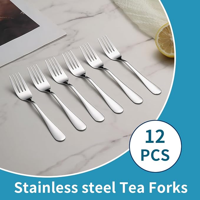 Dessert Forks Set of 12, Berglander Stainless Steel 5.5“ Cake Fork - Image 7