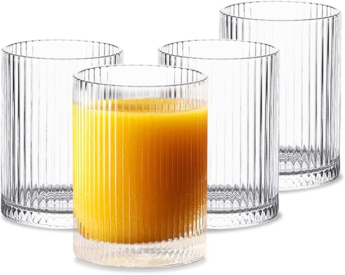 INSETLAN Glass Cups Vintage Glassware Set of 4 Small, Origami Style Transparent by INSETLAN