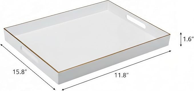 15.8" x 11.8" White Plastic Serving Tray - Image 3
