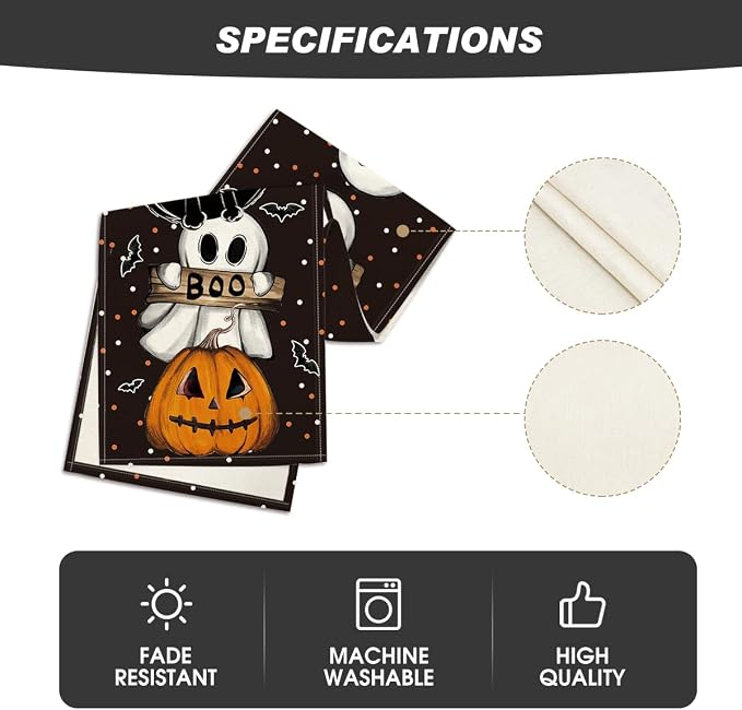 Artoid Mode 210 GSM Halloween Table Runner 13x90 Inch Home Party Decor | Polka - Image 5