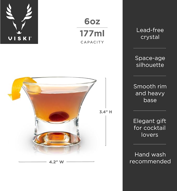 Viski Heavy Base Stemless Manhattan Glasses Set of 2 - Image 3