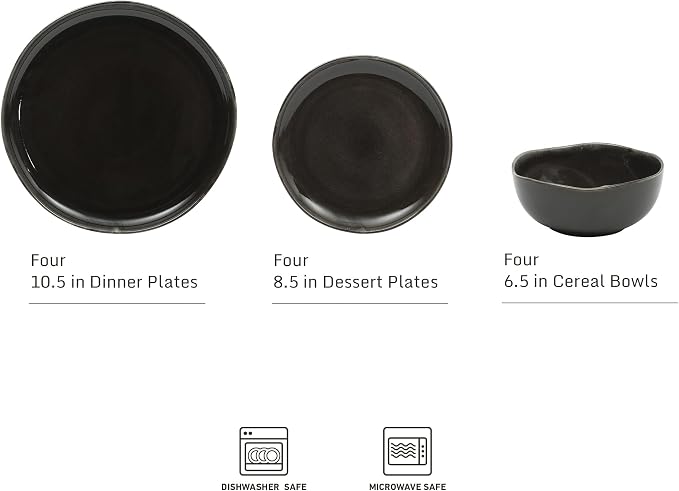 Gibson Elite Nardini 12 Piece Plates and Bowls Reactive Glaze Dishes Stoneware - Image 2