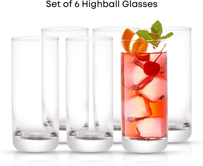 JoyJolt Faye 13oz Highball Glasses, Mojito Glass Cups, Tom Collins Bar Glassware - Image 3