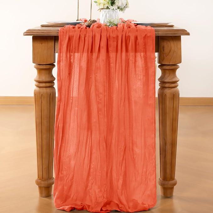 Orange Cheesecloth Table Runner 120 Inches 4 Pack Gauze Table Runner | Summer - Image 2