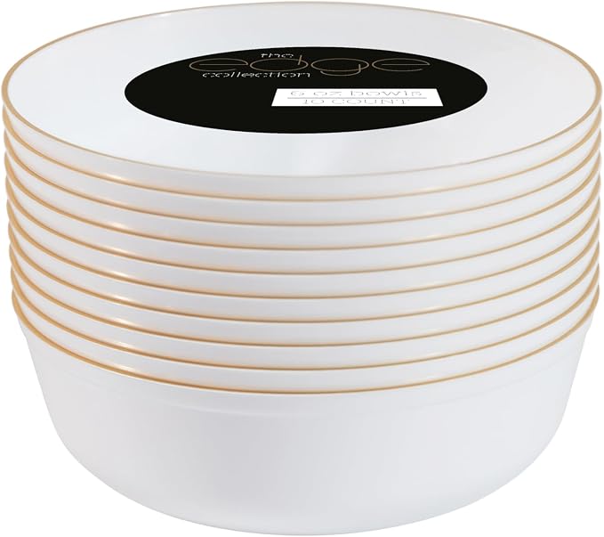 PLASTICPRO [30 Pack 6 OZ Bowls Edge Collection White - Image 3