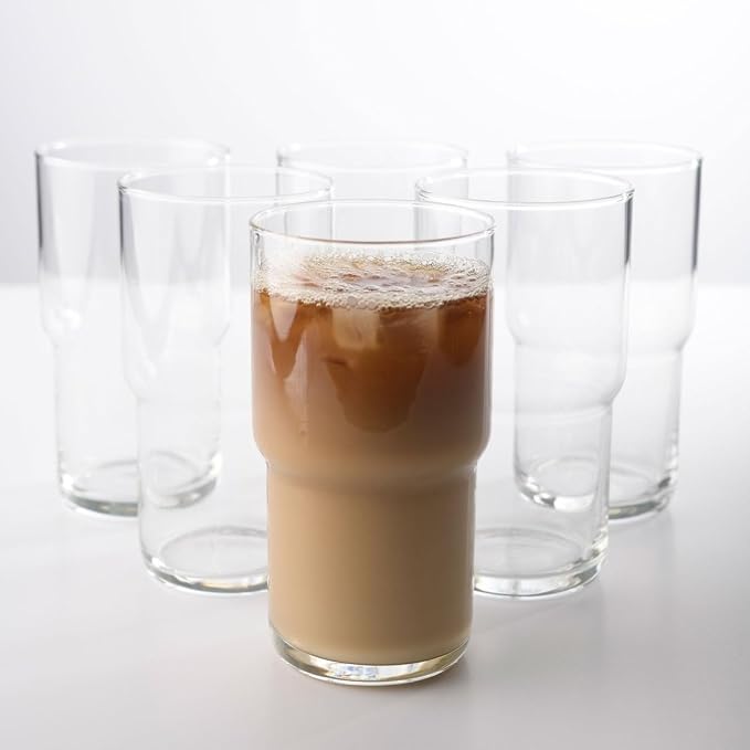 LEMONSODA Stackable Iced Coffee Glasses Set of 6, 48-15 and 21oz Drinking - Image 2