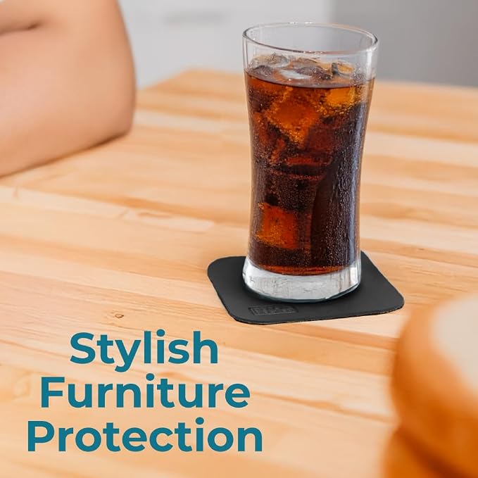 BLACK+DECKER Square Coasters Set of 4, Water-Resistant, | Coasters - Image 4