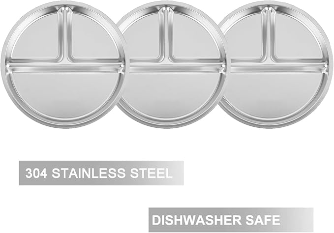 PandaEar 3 Pack Stainless Steel Divided Plates - Image 5