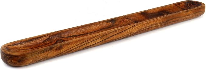 Hand-Carved Acacia Wood Long Olive Tray Canoe Style Perfect by KaizenCasa