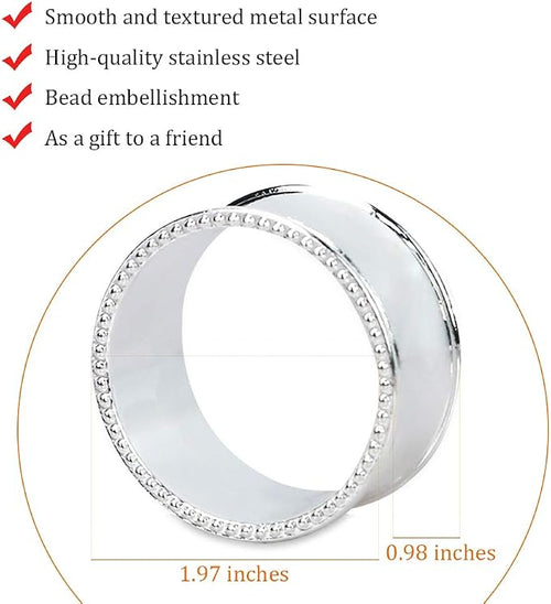 20 Pcs Stainless Steel Bead Side Napkin Rings - Image 2