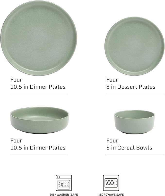 Gibson Elite Pasco 16 Piece Plates and Bowls Double Bowl Reactive Glaze Dishes - Image 2