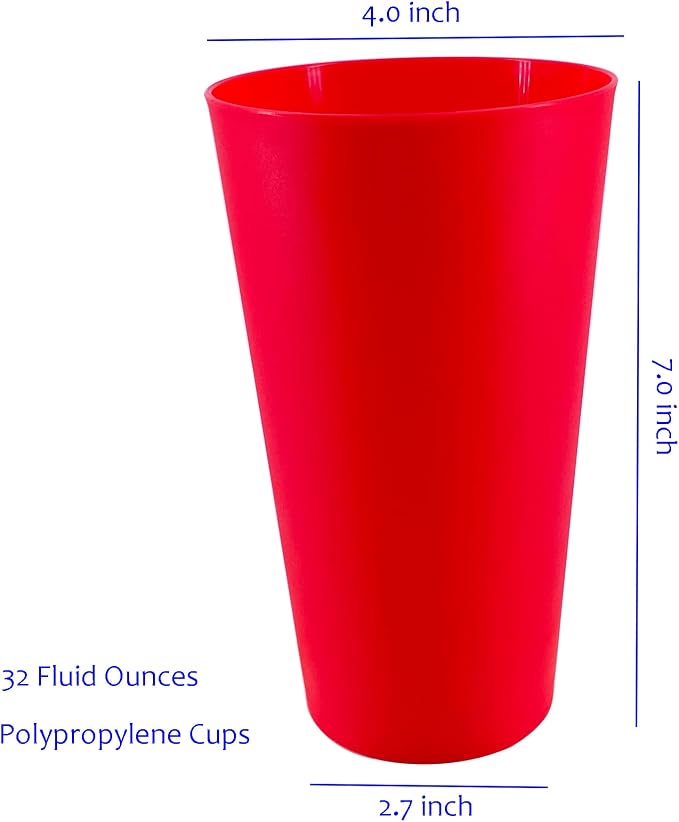 32 oz Plastic Cups Large Reusable set 12, Plastic Tumblers Sunset | Food Grade - Image 6