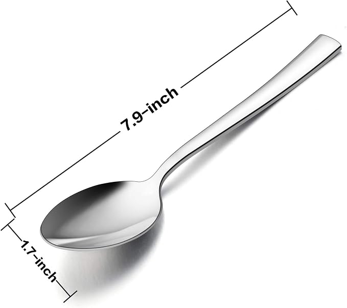 Dinner Spoons Set of 12, E-far 7.9 Inch Stainless Steel Soup Spoons Tablespoons - Image 2