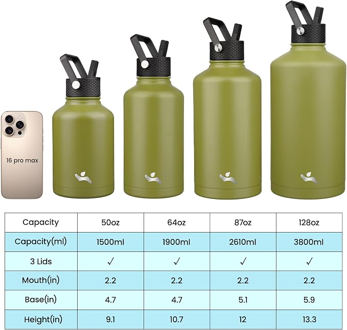 Konokyo 50 oz Insulated Stainless Steel Water Bottle Jug - Image 4