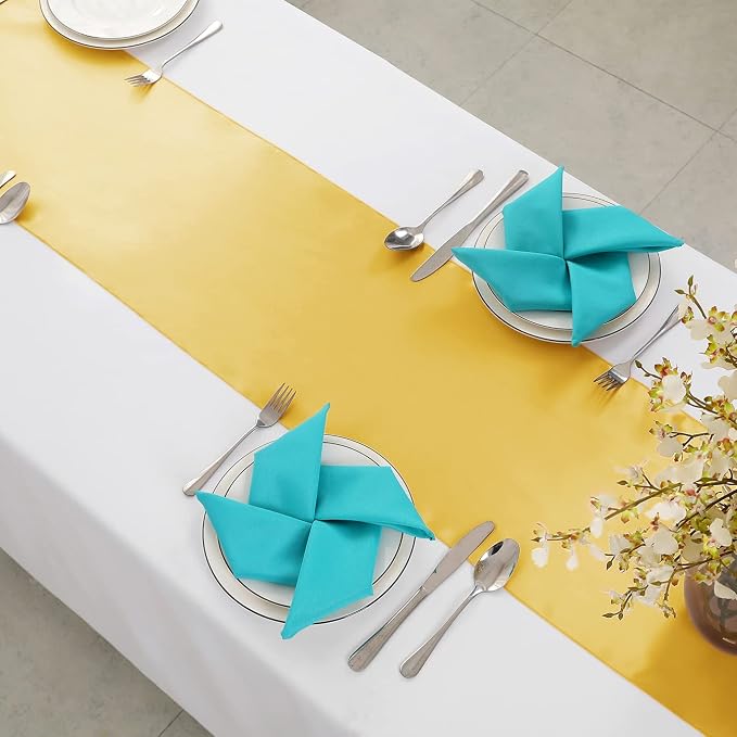 Horbaunal 2 Pack Yellow Gold Satin Table Runner 12 x 108 Inch | Smooth Table - Image 5
