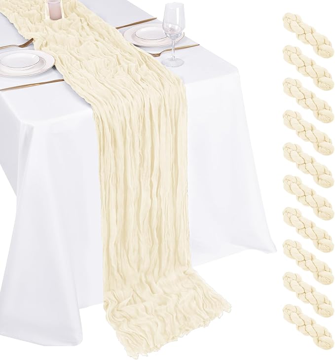 10 Pack Ivory Cheesecloth Table Runner 17x108 Inch Boho Gauze Cheese Cloth by Unknown